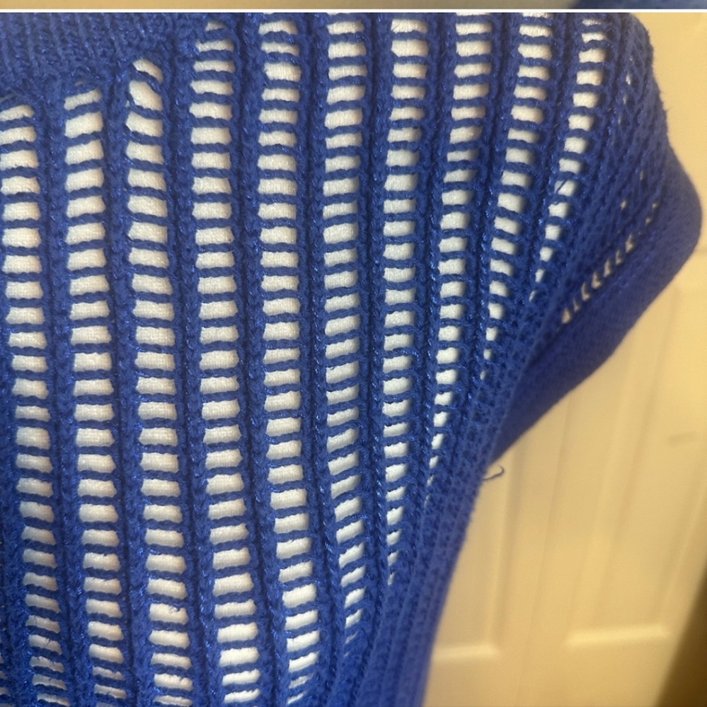 Vibrant Blue Crochet Sleeveless Top XS - Picture 4 of 4